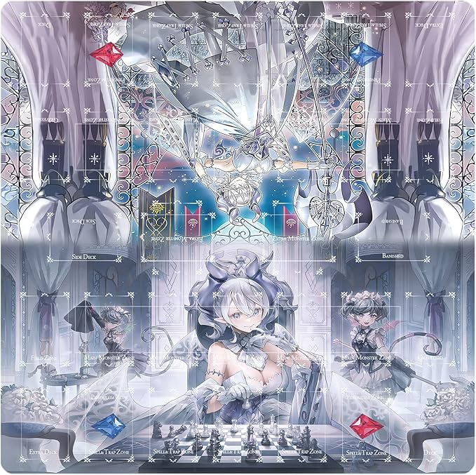 Card Rubber Mat - 2 Player, Square playmat for Gamer 60x60cm/23.6x23.6inch