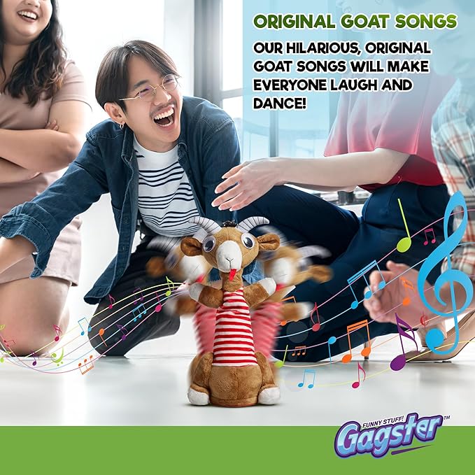Gagster Screaming Goat Dancing Toy – Mimicking Toy for Kids – Repeats What You Say, Singing & Talking – Electronic Yodeling – Funny White Elephant Gag Gift for Anyone Who Loves Talking
