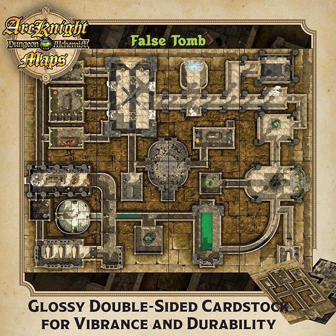 Arcknight The Pharaoh’s Pyramid map Pack - 16 Modular RPG Maps in 8 Double-Sided Pages, 1" Square Grid, Modular & Versatile Design for Tabletop Gaming - BattleMaps for Dungeons & Dragons & More