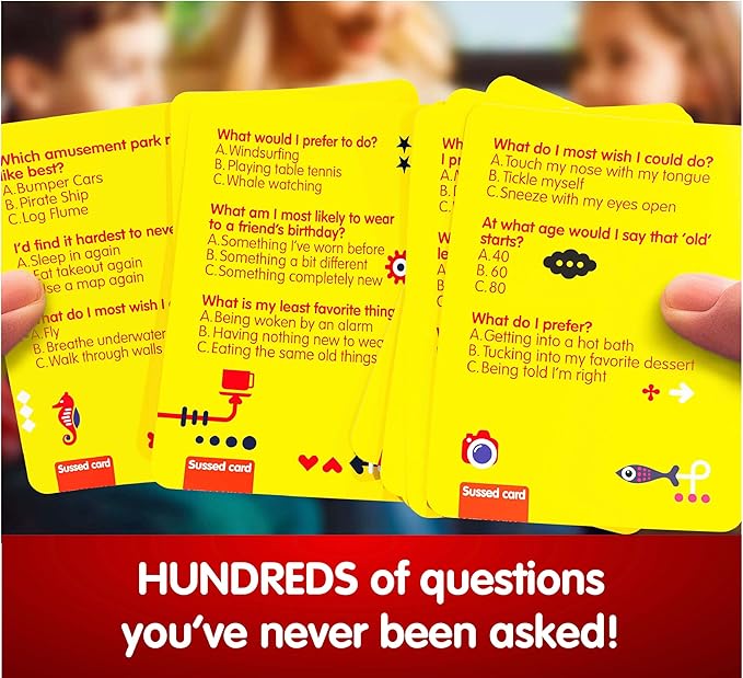 SUSSED The Wacky ‘What Would You Do’ Card Game - Social Fun for Kids - Summer Travel Game - for Road Trip Activities & Family Vacations - Ages 6+ - Yellow Pack