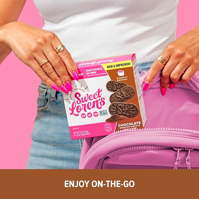 Sweet Loren's Vegan Breakfast Biscuits | Chocolate | 4g Protein, 19g Whole Grains | Plant Based, Gluten Free, Dairy Free, Nut Free Snacks | 3 Pack (15 Total Biscuits, 1.6 ounce each)