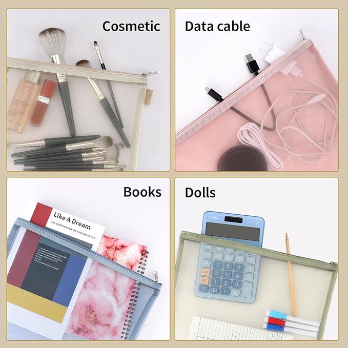 20 Pack Colored Mesh Zipper Pouch Bags, Nylon Puzzle Building Block Sets Toy Storage and Organization, Breathable See Through(10Pcs A4+10Pcs A5) Zipper Pouch with Handle for Games