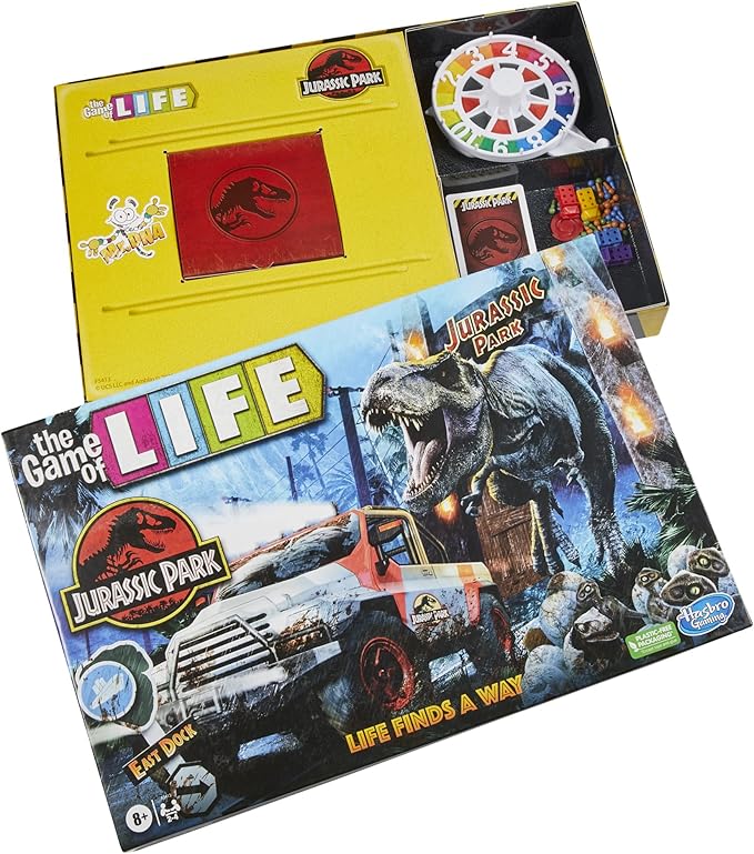 Hasbro Gaming The Game of Life Jurassic Park Edition, Family Board Game for Kids Ages 8 and Up, Inspired by The Original Hit Movie