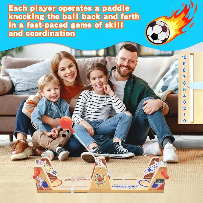 VolleyShot Game Toys, 2 Player Tabletop Board Games, for Family Game Night & Parties, for Kids & Adults, Toys for Ages 6-14+, Beige