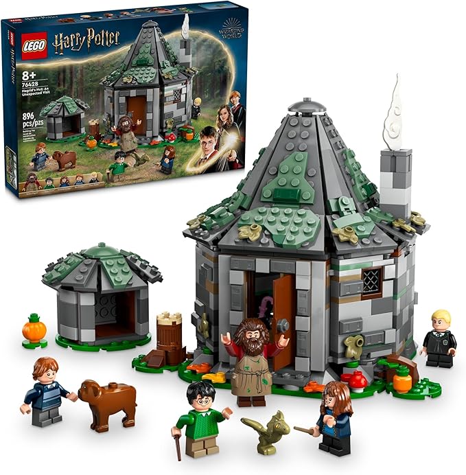 LEGO Harry Potter Hagrid's Hut: an Unexpected Visit - Harry Potter Toy for Boys & Girls Ages 8+ - Kids Building Toys W/Buildable House, 7 Minifigures & Dragon - 76428