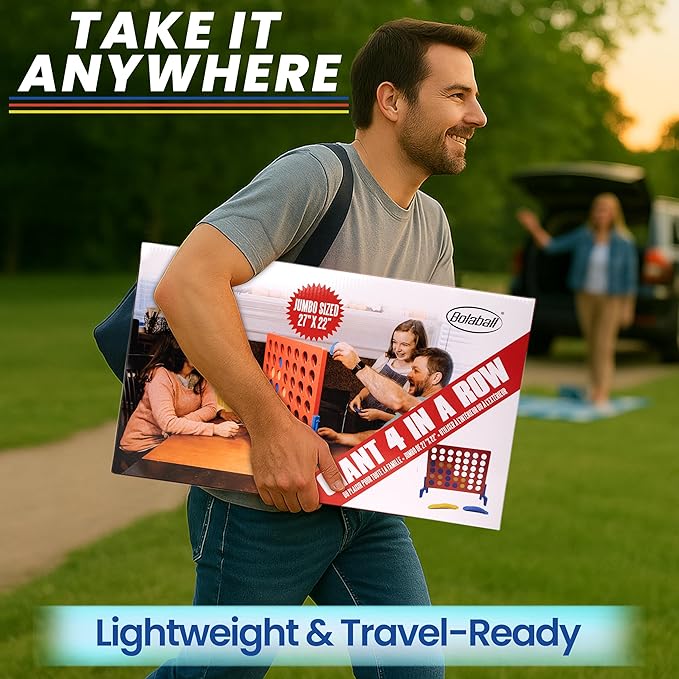 Bolaball 4 in a Row Tabletop Game – 1.8 Ft 4 to Score Game for Kids & Adults, Indoor/Outdoor Family Yard, Portable Party for Home, Picnic & Travel, Plastic Version.