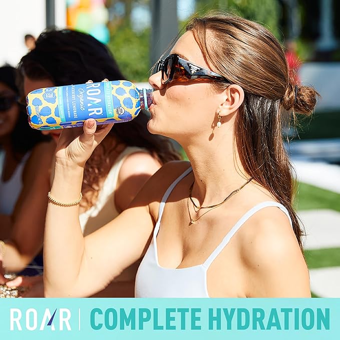 ROAR Complete Hydration Organic - Electrolyte Drinks Loaded with Vitamins C, B5, B12 - Non-GMO, Gluten-Free - Blackberry Lemonade - 12 pc