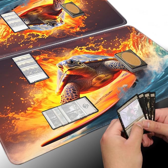 Board Game for TCG Playmat Table Mats Games Size 60X35 cm Mousepad Compatible for MTG RPG CCG Trading Card Game Play mats with 6 Dice (Playmat 148) Sea Turtle
