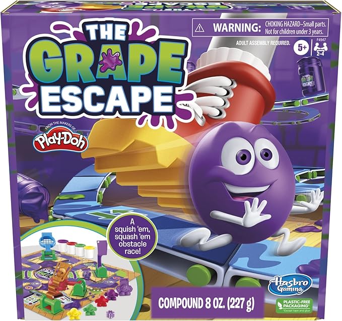 Hasbro Gaming Grape Escape Board Game for Kids Ages 5 and Up, Fun Family Game with Modeling Compound