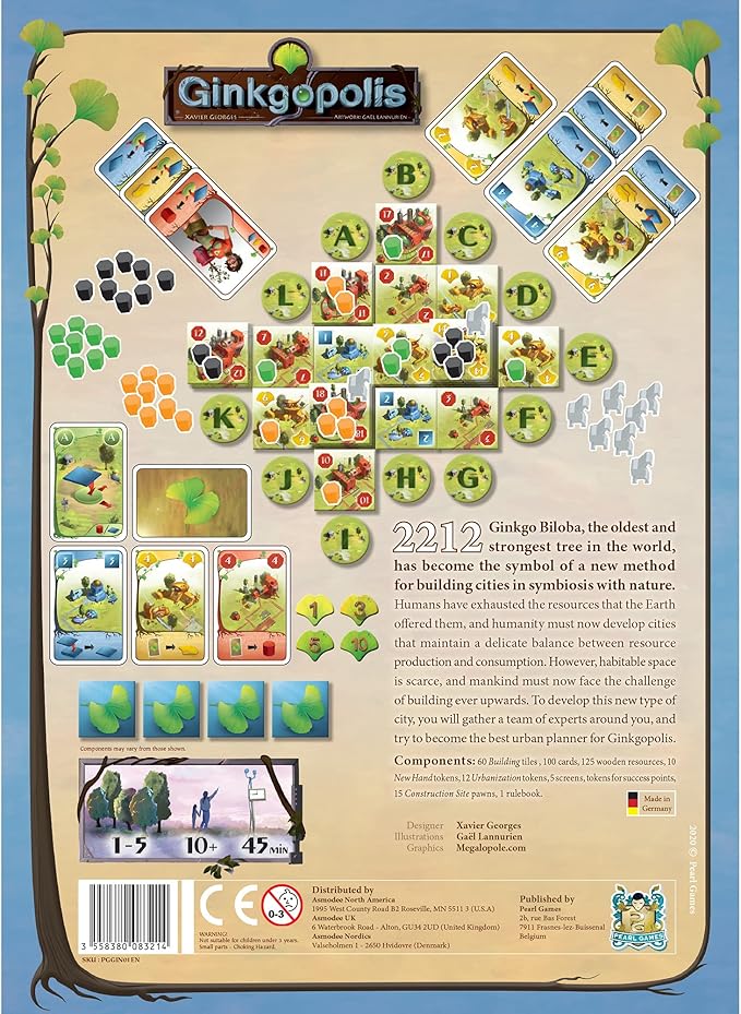 Pearl Games Ginkgopolis Board Game | Competitive Worker Placement Strategy Game for Adults and Kids | Ages 10+ | 1-5 Players | Average Playtime 45 Minutes | Made by Pearl Games