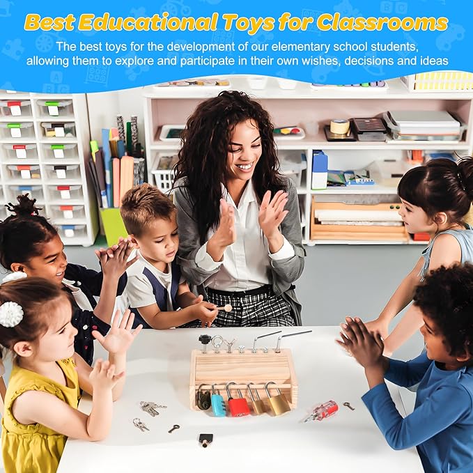 Montessori Screwdriver Board Set-Lock and Key Toy,Montessori Toys for 3 4 5 Year Old,Kids Tool Set,Preschool Learning Sensory - Fine Motor Skills - STEM Toys