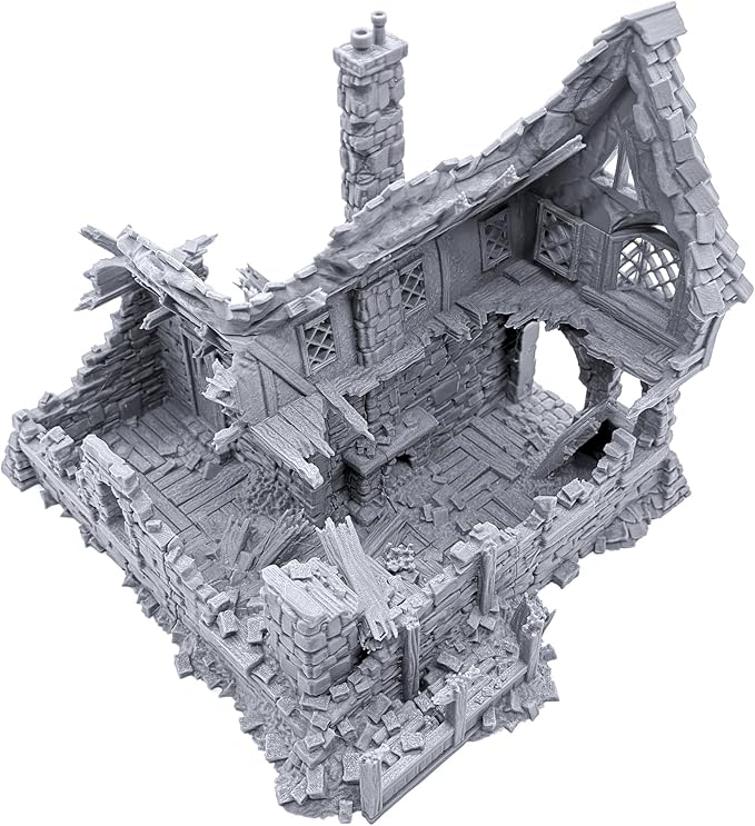 EnderToys Ruined Winterdale Tavern by Printable Scenery, 3D Printed Tabletop RPG Scenery and Wargame Terrain 28mm Miniatures
