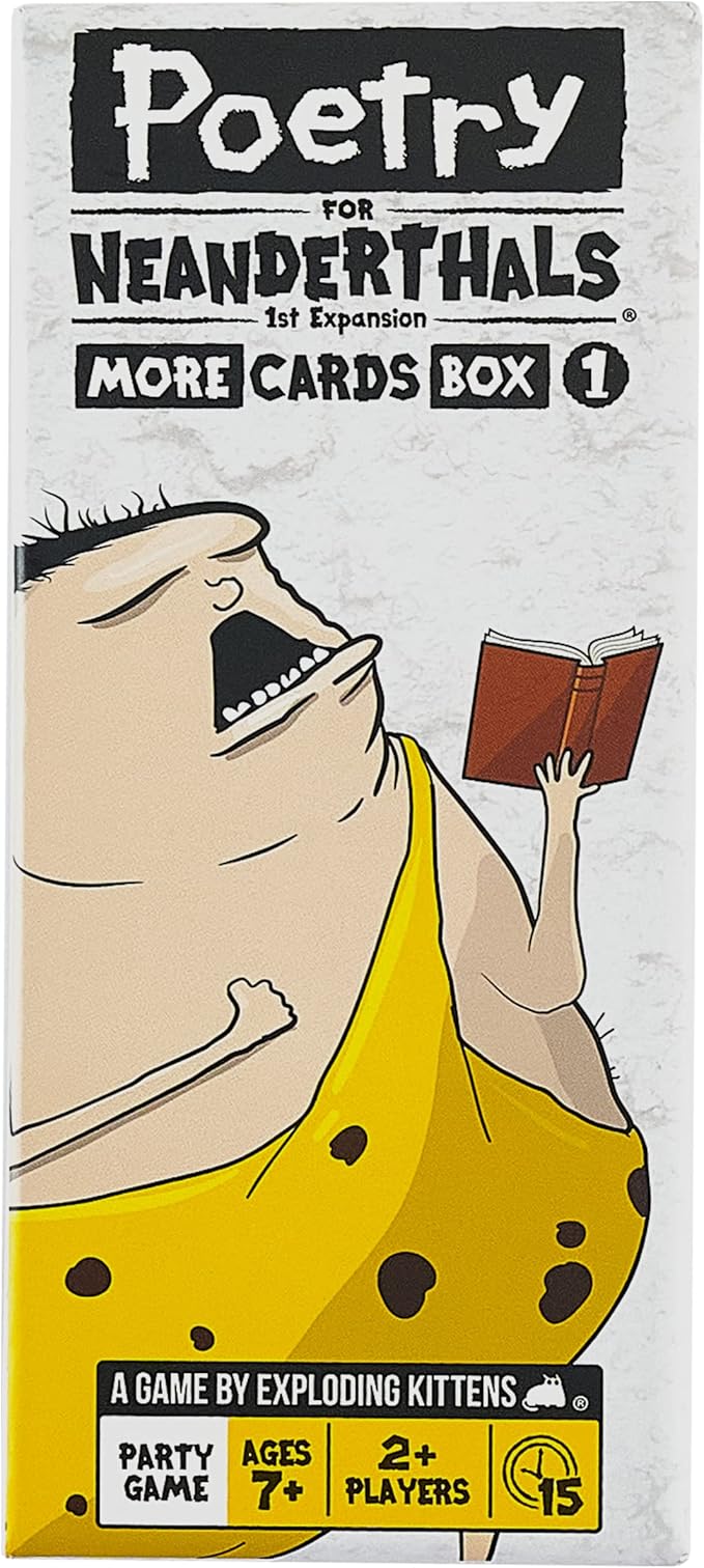 Exploding Kittens Presents Poetry for Neanderthals Expansion Pack - 500 Double Sided Cards - More Cards with 2000 New Words - Word Guessing Card Games for Family Game Night - Ages 7 and Up