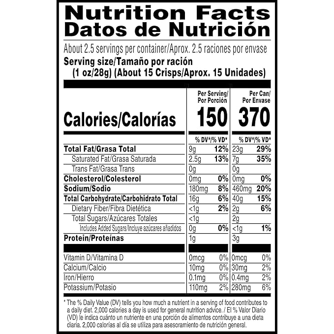 Pringles Potato Crisps Chips, Lunch Snacks, Office and Kids Snacks, Grab N' Go, Cheddar Cheese (12 Cans)