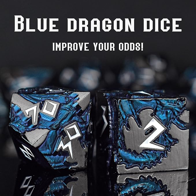 Rule Dice D&D Dice 7 Die Metal DND Dice Set, Weighted Metallic Dungeons and Dragons Dice Set, Large Polyhedral D and D Dice Sets, Cool MTG RPG Dice DND with Gifts Case for Role Playing (Black White)