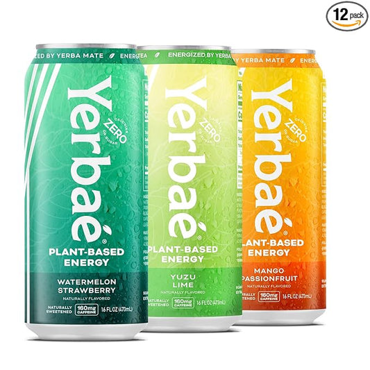Yerbaé Variety Flex Pack, Functional Energy Drink - 0 Sugar, 0 Calories, 0 Carbs. Yerbae is Energized by Yerba Mate, Plant-Based, Healthy Alternative to Sugary Energy Beverages, 16oz cans (12 Pack)