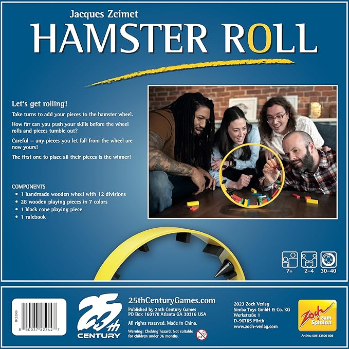 Hamster Roll, Most Unique Dexterity Game, Place Wooden Blocks in a Rotating Wheel - 25th Century Games