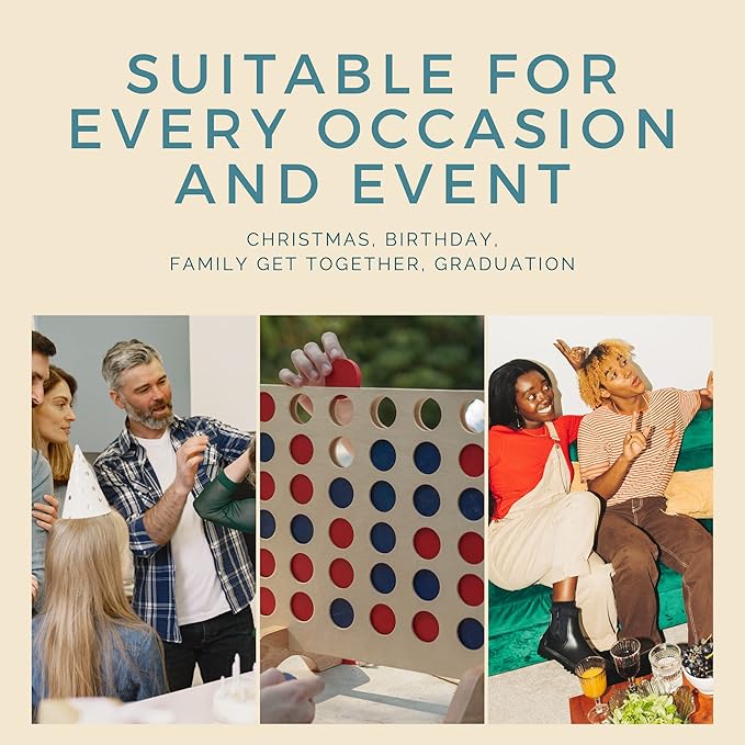 BSIRI Wooden Connect a Row in 4 - Board Games Kids Outdoor Toys Home Decor Rustic Yard Games Family Games for Kids and Adults Giant Jumbo Birthday Gifts for Men