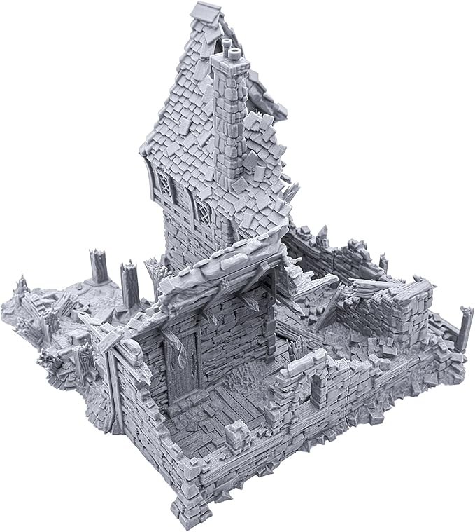 EnderToys Ruined Winterdale Tavern by Printable Scenery, 3D Printed Tabletop RPG Scenery and Wargame Terrain 28mm Miniatures