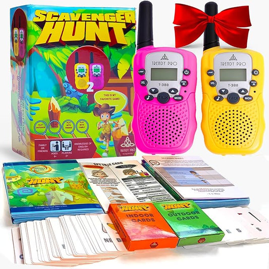 Scavenger Hunt Game for Kids - Walkie Talkies Games Outdoor Active Play Camping Games for Kids Families Treasure Hunt Spy Kit Fun Rainy day PA Activities Board Game for Girls Boys Teens 8-12+