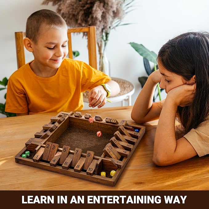 ropoda 14 Inches 4-Way Board Game (2-4 Players) for Kids & Adults [Large Wooden Game, 8 Dice + Rules] Smart Addition Learning Game – Vantage Style