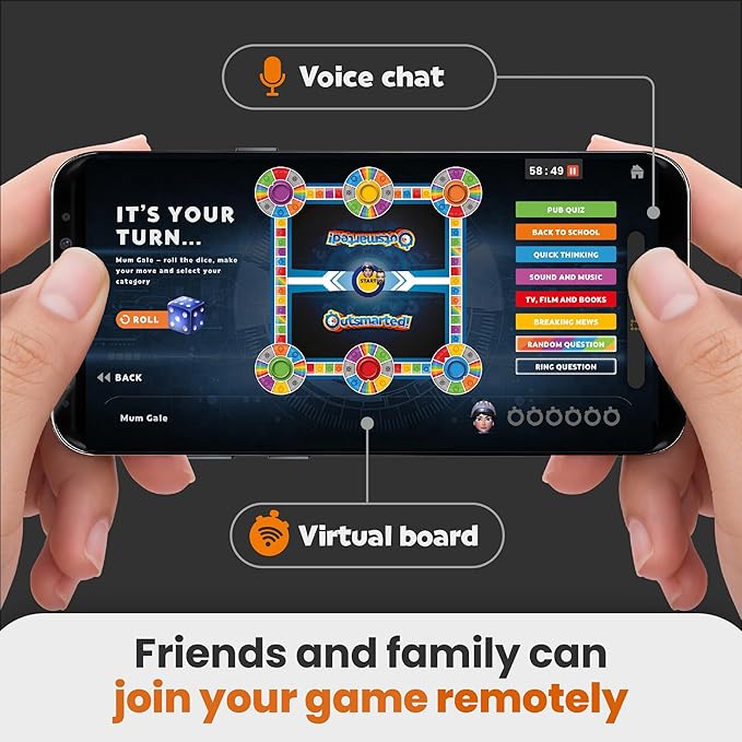 Outsmarted - The Live Quiz Show - 2025 Version - Remote Board Game - More than 10000 Multimedia Questions and Updates, Live TV Quiz Show, Family Game Night - Games for Adults, Teens and Kids - Ages 8+
