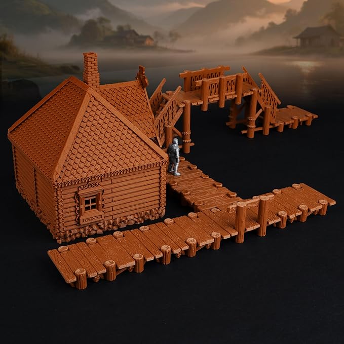 Modular Wharf RPG Terrain Set for Tabletop Roleplaying – Highly Detailed DND Accessories, TTRPG Buildings, Dungeons and Dragons Map Props for 28mm Miniatures-AF689