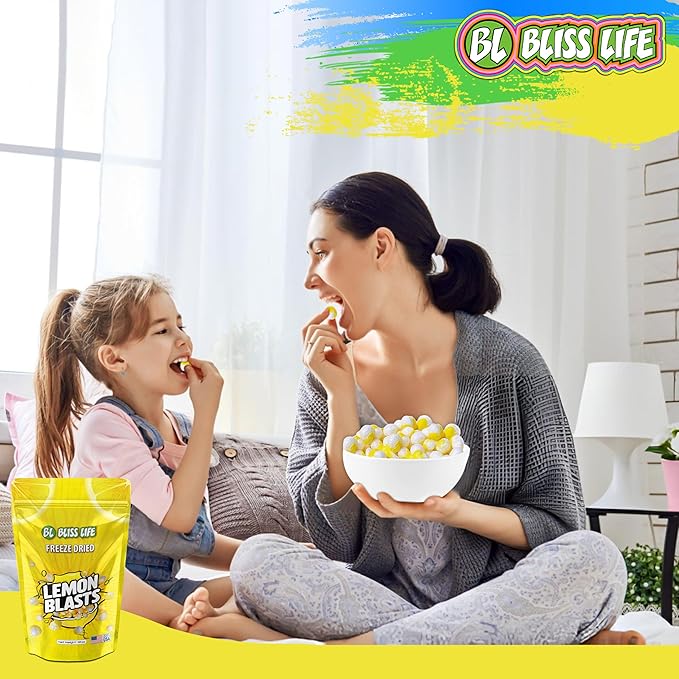 Fremon Heads Freeze Dried Lemon Fruit Candy from TikTok, ASMR Crunchy Candy, Sweet and Sour Kids Snacks, Unique Novelty Snack for Kids 4OZ