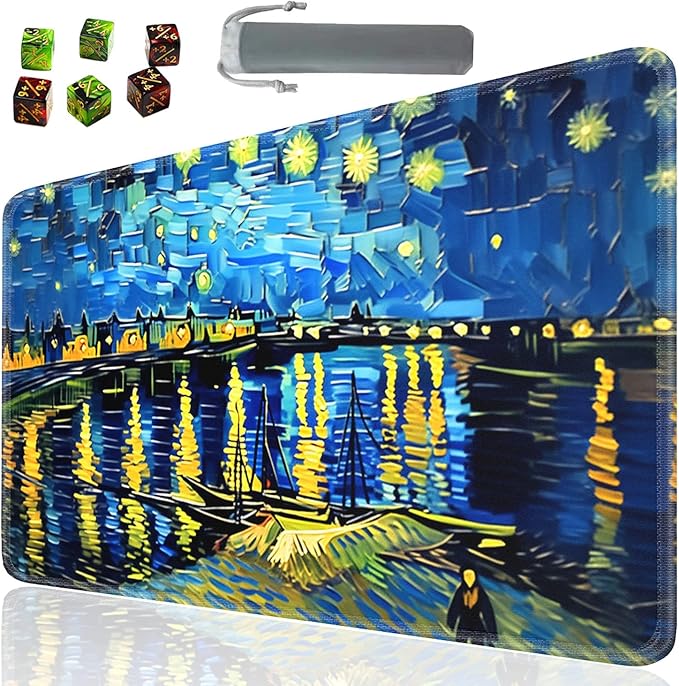 Board Game for TCG Playmat Table Mats Games Size 60X35 cm Mousepad Compatible for MTG RPG CCG Trading Card Game Play mats with 6 Dice (Playmat 136)