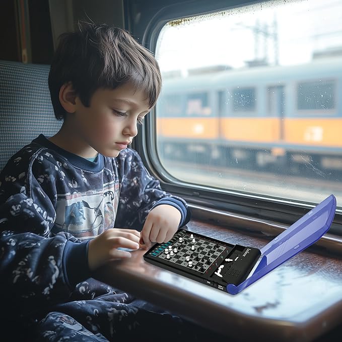 LEXiBOOK, Electronic Travel Chess Set, 32 Pieces, 64 Difficulty Levels, 1 to 2 Players, Strategy Game, Family Board Game, LCG500