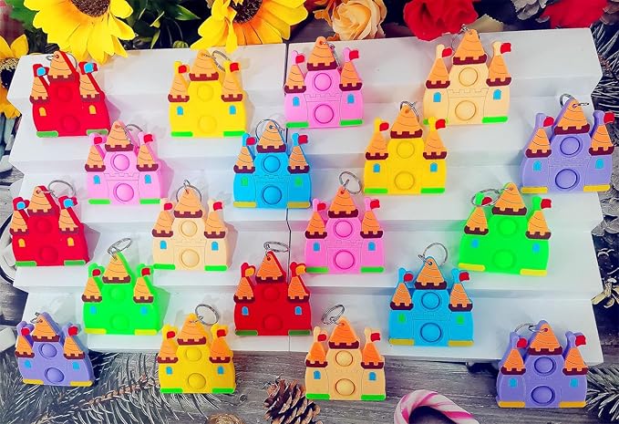 20 Packs Bulk Mini Dreamy Castle Princess fidgets Toys for Kids Children Classroom Students Gifts Prize from Teacher,Birthday Party Bubble Favors (Castle)