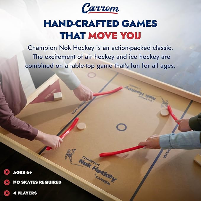 Carrom Champion Nok Hockey Game (Large) — Wooden Board Games for Adults & Children — Indoor and Outdoor Games for Family — Sports Board Games