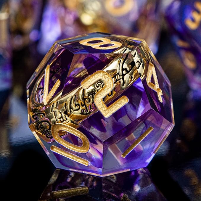 Magic Golden Ring DND Dice Set Sharp Edge Red Resin Dice with Box, for use with RPG D&D Tabletop Games Lord D and D Polyhedral Dice Set