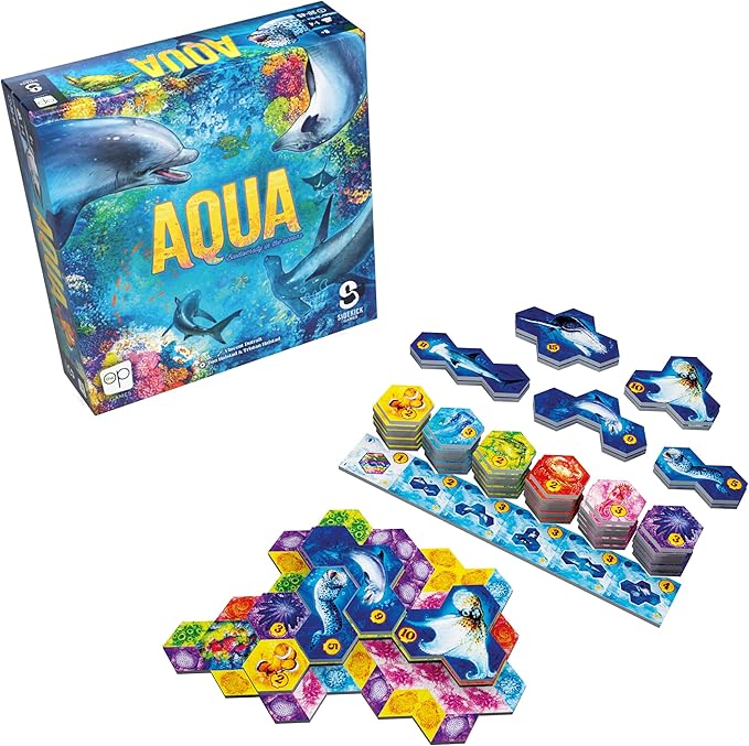 Aqua Board Game, Fun Strategy Game for Adults and Family, Thematic Oceanic Tile Placement Game, Ages 8+, 1-4 Players, 30-45+ Minute Playtime, Solo and Competitive Modes
