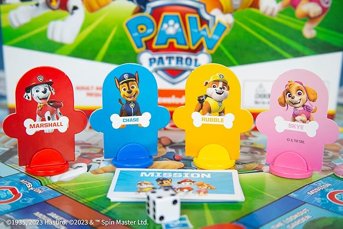 Monopoly JR PAW Patrol Board Game | Featuring Chase, Marshall, Skye, and Rubble | Officially Licensed Nickelodeon PAW Patrol Game | Family-Friendly Children's Monopoly Game | Ages 5 & Up