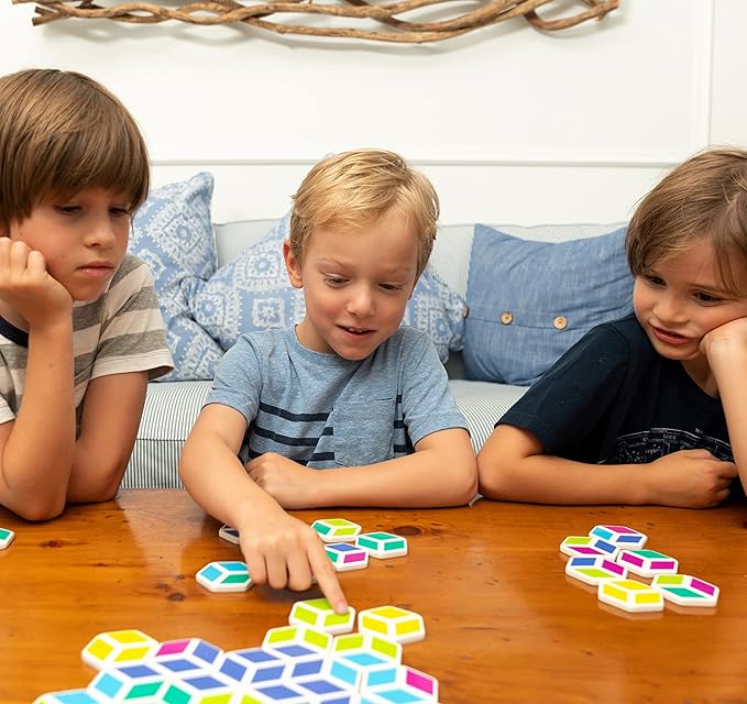 Mobi Stello Color Matching Game - Family Friendly Tile Matching Game, Colorful Plastic Tiles Learning Activities for Ages 5 and Up, 48 Tiles and More Than 5 Ways to Play for 1-4 Players