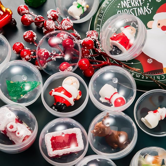 120 Pcs 2 Inch Empty Vending Machine Capsules Colored Round Capsules Toy Bulk Gumball Machines Plastic Balls Small Plastic Containers for Easter Party Favor Themed Gift (Clear)