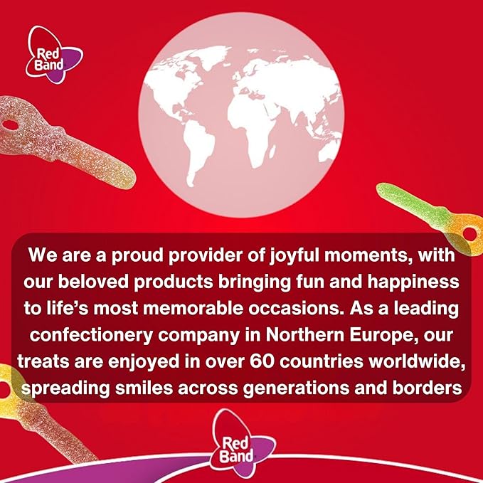 Red Band Candy, Sour Keys - Gummy Candies Jumbo Sour Suckers - Chewy, Fruity Gummies Bulk - Vegan, Natural Flavors, Plant Based Colors, Key Shaped, Dutch Candy & Snacks, Family Sharing Bag - 35.2 oz