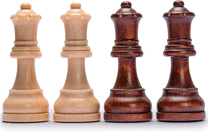 Husaria Professional Staunton Tournament No. 6 Wooden Chess Game Set with 2 Extra Queens, 3.9-inch Kings