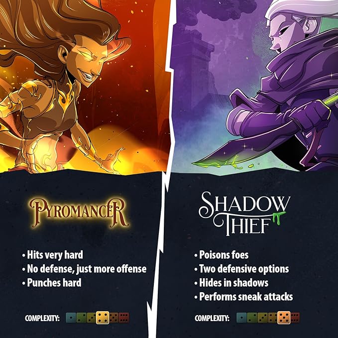 Two Hero Box - Pyromancer v Shadow Thief - Fast Playing Collectible Tabletop Game