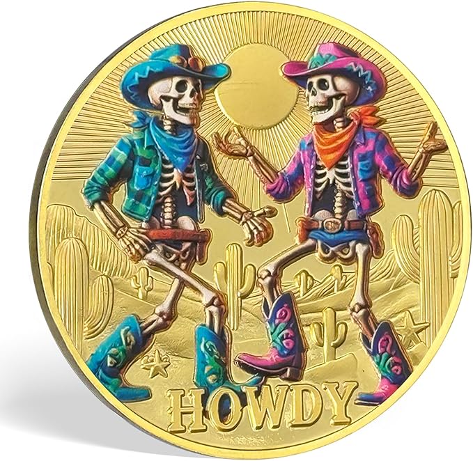 Memento Mori Coin Momento Mori Coin Skull Coin Stoic Gifts Memento Mori Calendar Living Memento Mori Amor Fati Coin (Cowboy Skeleton)