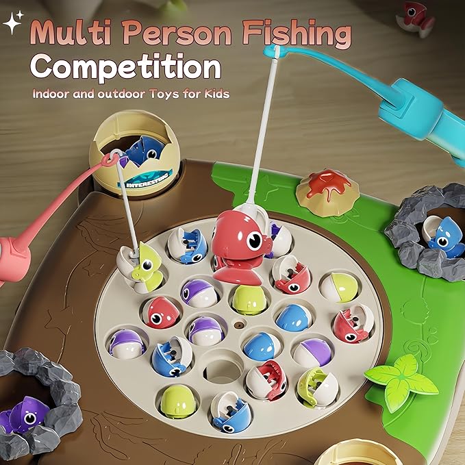 Magnetic Fishing Game for Kids Toddlers 3-8 Years Old, 47-Piece Fishing Toy Set, Fun Fishing Board Game, for 3-8 Year Old Boys Girls