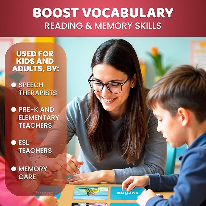 QUOKKA 104 Action Verbs Flash Cards for Speech Therapy Materials ESL Teaching – Educational Vocabulary Builder with Realistic Images for Kids Adults – Picture Cards for Speech and Cognitive Learning