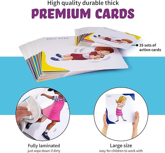 Action Kids Floor Game, Memory Matching Card Game, Toddler Movement Card Games, Interactive Game for Kids, Seek and Find Action Verb Cards Educational Toys