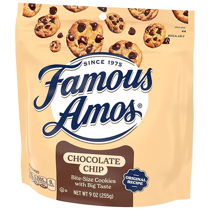 Famous Amos Classic Chocolate Chip Cookies, 9oz Bag (Pack of 8)
