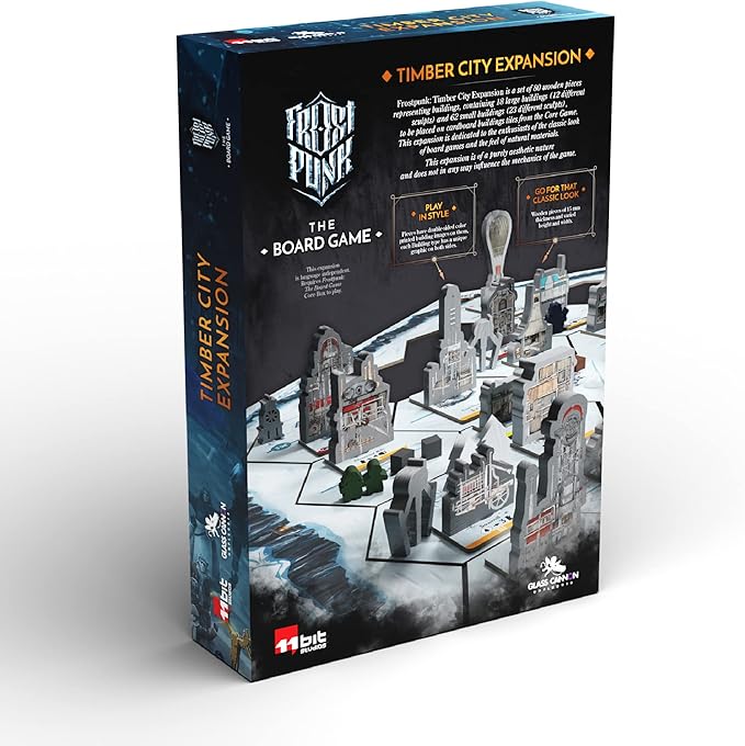 Frostpunk The Board Game Timber City Expansion - Deluxe Wooden Building Meeples Set, Aesthetic Game Upgrade, 16+, 1-4 Players, 120-150 Minute Playtime, Made by Rebel Studio