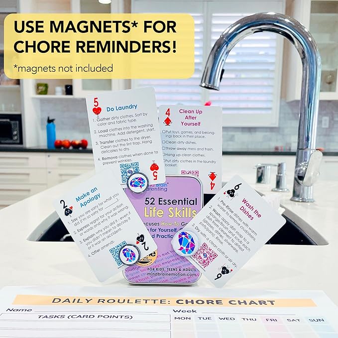 Mind Brain Emotion 52 Essential Life Skills: No-Excuses Game to Teach Kids, Teens & Adults How to Care for Self & Chores, Practical Solution for Responsible Boys, Confident Girls, Happy Family