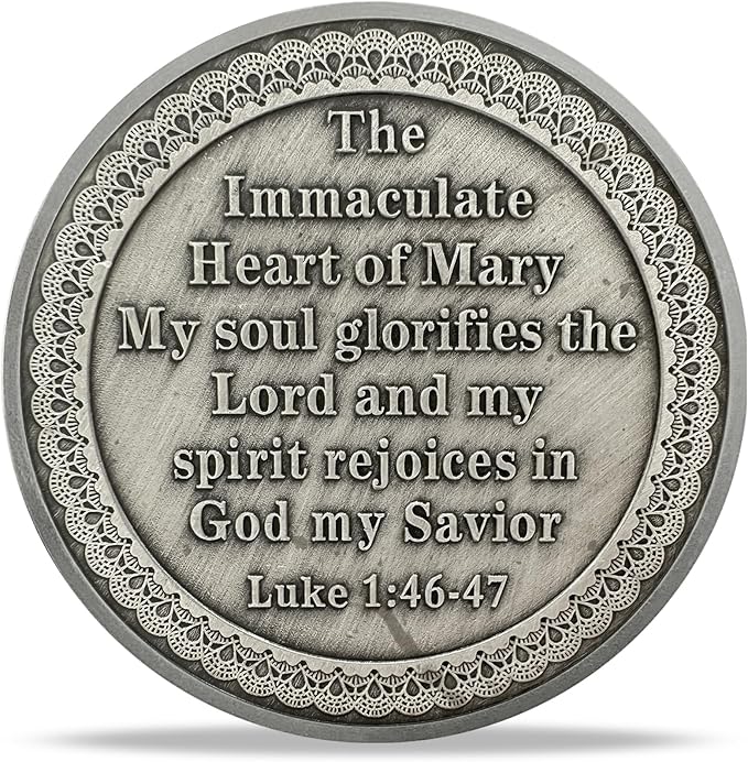 Immaculate Heart of Mary Religious Coin - Inspirational Virgin Mary Medallions with Biblical Verse - Ideal Religious and Spiritual Gifts for Men & Women Celebrating Faith and Devotion