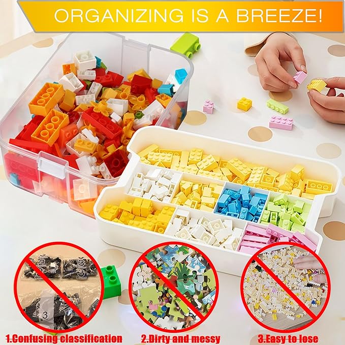 Kids Toy Storage Box for Lego Stackable Building Blocks Organizers Miniature Containers Bins with Base Plates Lids