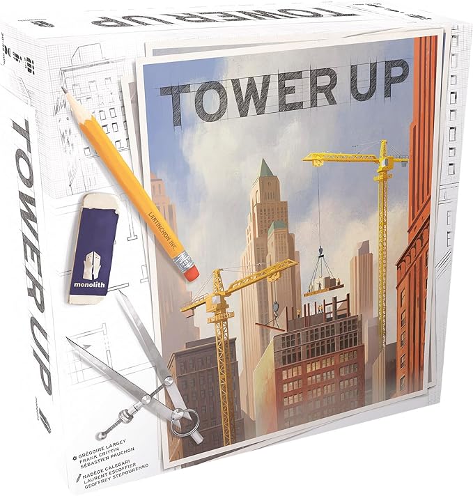 Monolith Board Games: Tower Up - City Building Board Game, Competitive Strategy, Urban Construction Plannning, Family, Ages 8+, 2-4 Players, 30 Min